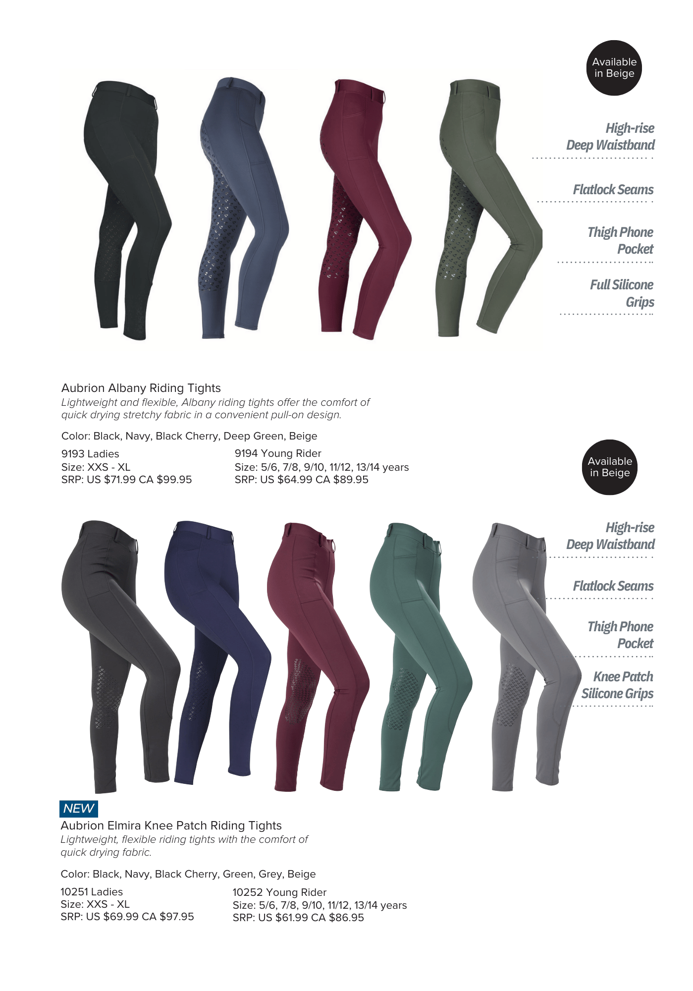 Shires Aubrion Albany & Elmira Tights