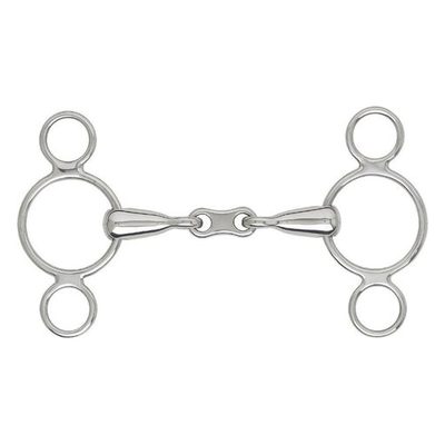 Centaur French Link 2-Ring Gag - Stainless Steel