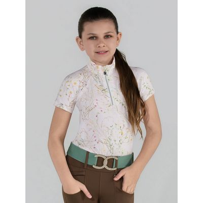 Dapplebay Kids' 1/4 Zip Short Sleeve Shirt - Light Pink Dragonfly Meadow