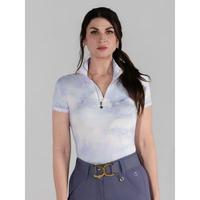 Dapplebay Women's 1/4 Zip Short Sleeve Riding Top - Opalite Skies