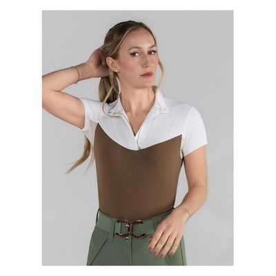 Dapplebay Women's 1/4 Zip Short Sleeve Show Top - Chestnut