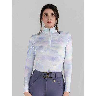 Dapplebay Women's 1/4 Zip Long Sleeve Riding Top - Opalite Skies
