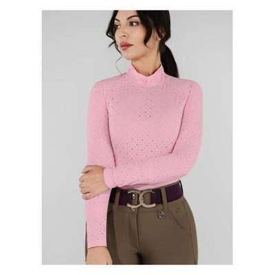 Dapplebay Women's Aircut Mock Neck Long Sleeve Top - Ballet Pink