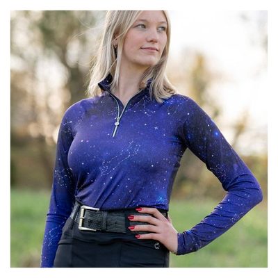 Dapplebay Women's 1/4 Zip Long Sleeve Shirt - Navy Constellation
