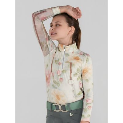 Dapplebay Kids' 1/4 Zip Long Sleeve Riding Top - Vintage Floral