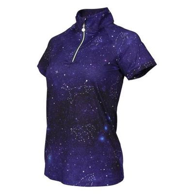 Dapplebay Women's 1/4 Zip Short Sleeve Shirt - Navy Constellation