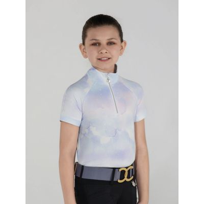 Dapplebay Kids' 1/4 Zip Short Sleeve Riding Top - Opalite Skies