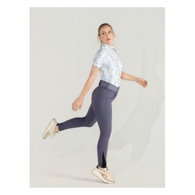 Dapplebay Women's 1/4 Zip Short Sleeve Shirt - Moonrise Equestrian Toile