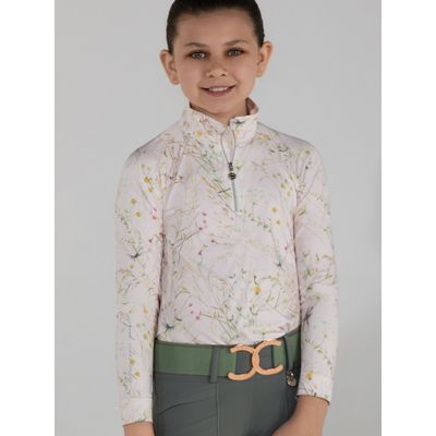 Dapplebay Kids' 1/4 Zip Long Sleeve Shirt - Light Pink Dragonfly Meadow