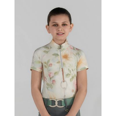Dapplebay Kids' 1/4 Zip Short Sleeve Riding Top - Vintage Floral