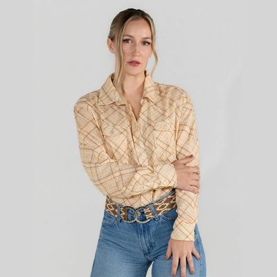 Dapplebay Women's Breezy Button Up Top - Spring Plaid
