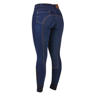 Dublin Women's Shona Full Suede Seat Denim Breeches - Blue Denim/Navy