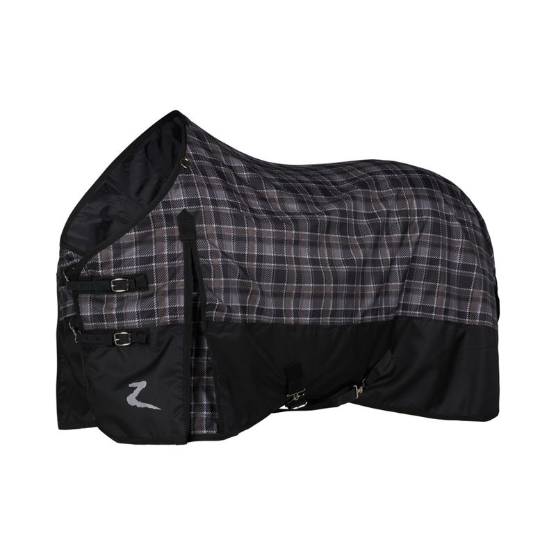 Horze turnout blanket in black and chocolate plaid