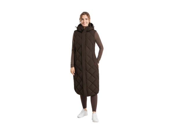 B Vertigo Women's Gem Waxed Padded Long Vest - Turkish Coffee