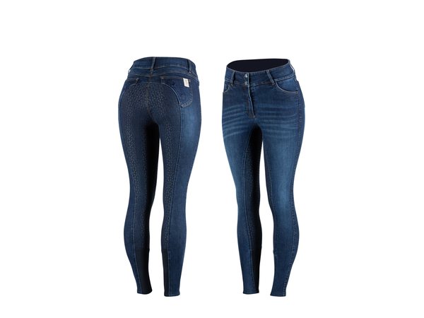 Horze Women's Kaia Highwaist Denim Silicone Full Seat Breech