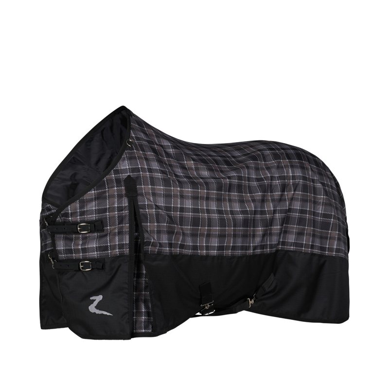 Horze turnout blanket in black and chocolate plaid