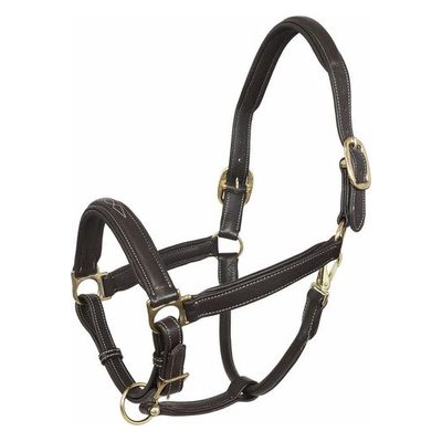 Henri de Rivel Laureate Fancy Stitched Grippy Leather Halter w/Brass Fittings - Havana