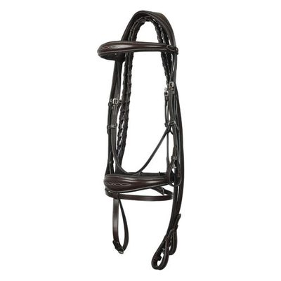 Henri de Rivel Jamaika Pro Anatomical Fancy Raised Wide Flash Bridle w/Reins - Havana
