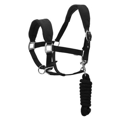 Henri de Rivel Ergonomic Comfort Halter & Lead Rope Set - Black