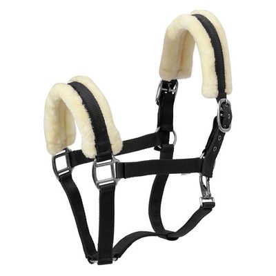 Henri de Rivel Sherpa Fleece Halter w/Leather Breakaway - Black