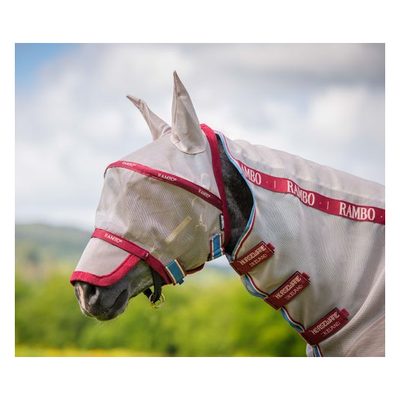Rambo Fly Mask Plus - Oatmeal/Cherry/Peach/Blue