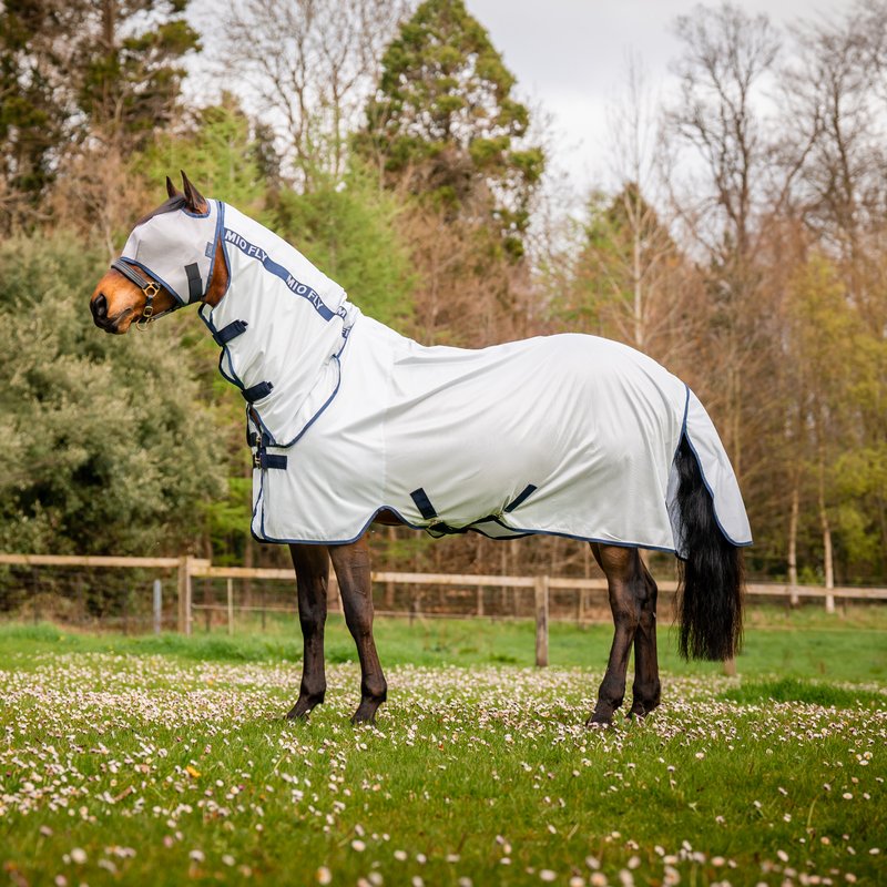Mio Fly Rug on a bay horse in a flower meadow