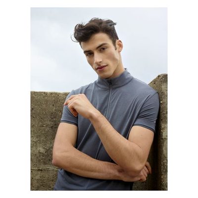 Alessandro Albanese Men's CleanCool Half Zip Short Sleeve Top - Grey