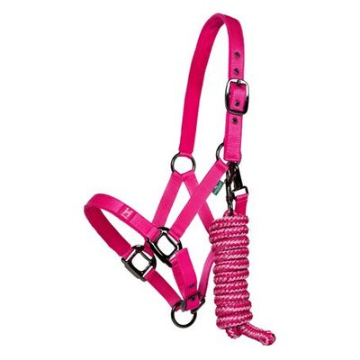 Horseware Newmarket Headcollar & Leadrope - Witney Pink