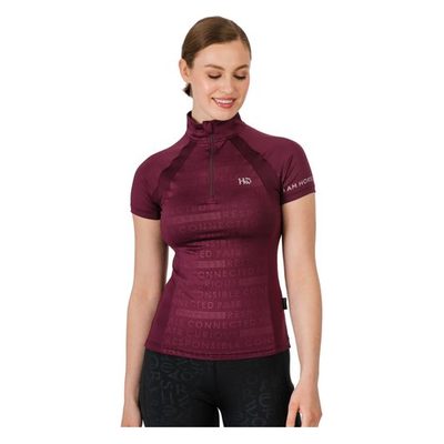 Horseware Women's Aveen Half Zip Short Sleeve Tech Top - Beetroot