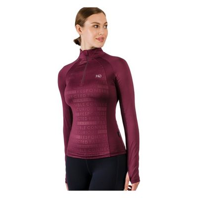 Horseware Women's Aveen Half Zip Long Sleeve Tech Top - Beetroot