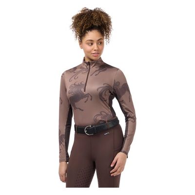 Kerrits Women's In The Zone Coolcore Long Sleeve Shirt - Acorn Horse Whimsy