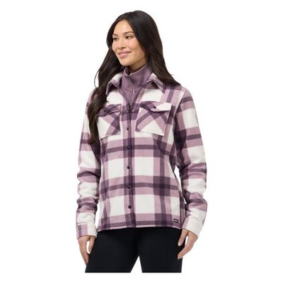 Kerrits Women's Alpine Fleece Barn Shirt - Soft White/Elderberry Plaid