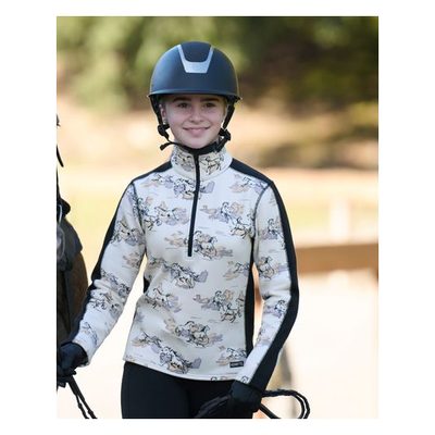Kerrits Kids' Soft Haven Plush Fleece Half Zip Top - Soft White Stormy Horse