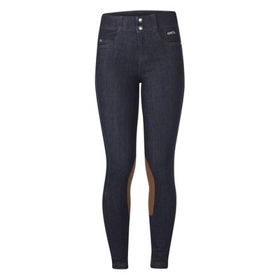 Kerrits Kids' Stretch Denim Knee Patch Breeches - Classic Dark Blue