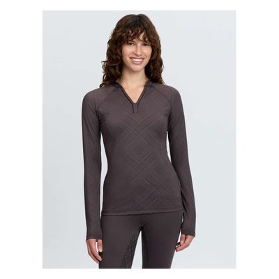 LeMieux Women's Heritage Check Long Sleeve Base Layer - Cocoa