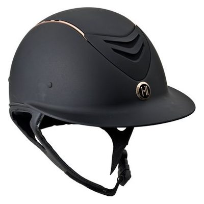 One K Avance Wide Brim Rose Gold Stripe Helmet - Black Matte Rose Gold Stripe