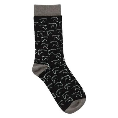 Ovation Women's Bamboo Crew Sock - Grey Horses
