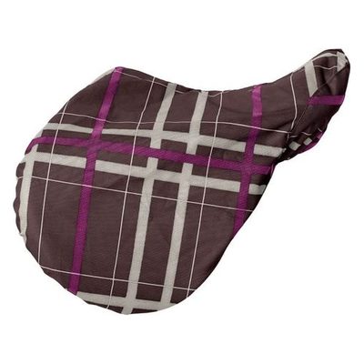 Pessoa Alpine 1200D Saddle Cover - Carob Brown/Fuchsia Plaid