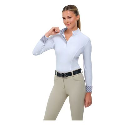 RJ Classics Women's Tori 2.0 Long Sleeve Show Shirt - White/Horseshoe Floral