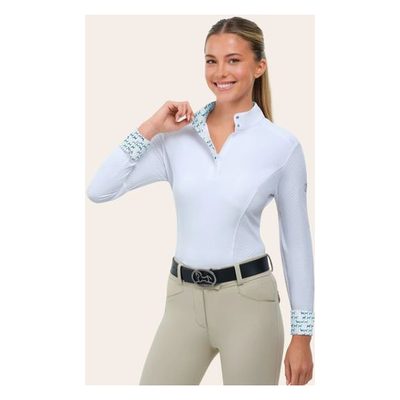 RJ Classics Women's Tori 2.0 Long Sleeve Show Shirt - White/Retro Pups