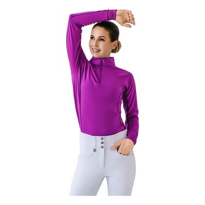 Romfh Women's 1/4 Zip Long Sleeve Solid Sun Shirt - Rose Violet