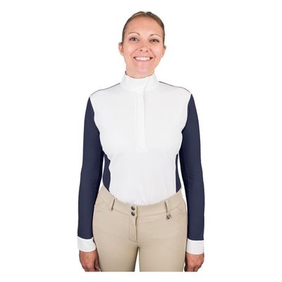 Romfh Women's Classic Long Sleeve Show Shirt - White/Navy