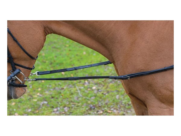 Shires Avignon Leather & Elastic Side Reins - Black