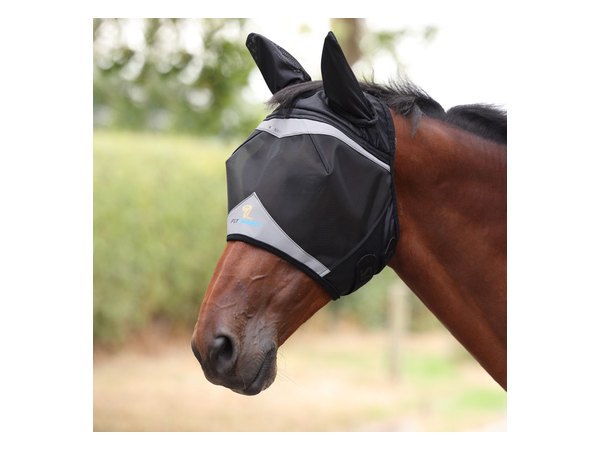 Shires FlyGuard Pro Fine Mesh Fly Mask w/Ears & Open Forelock - Jet