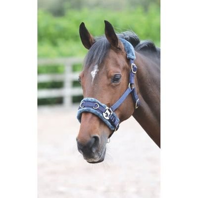 Shires Fleece Lined Lunge Cavesson - Navy