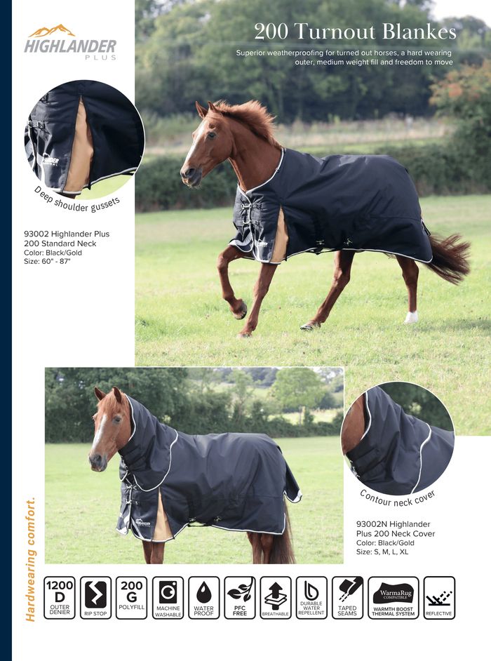 Shires Highlander Plus turnout blankets, catalog page