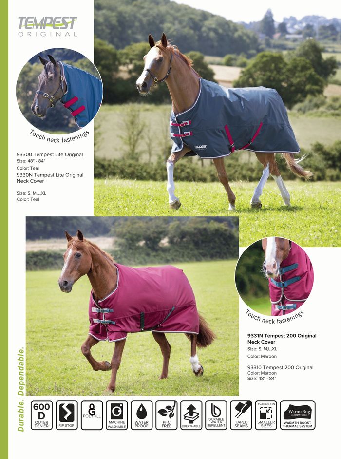 Shires Tempest Original turnout blankets, catalog page