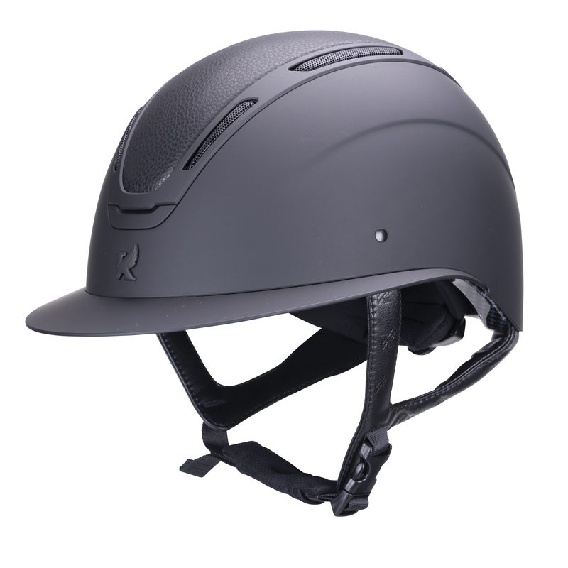 Shires Karben Amity LTHR Wide Peak Riding Helmet in black