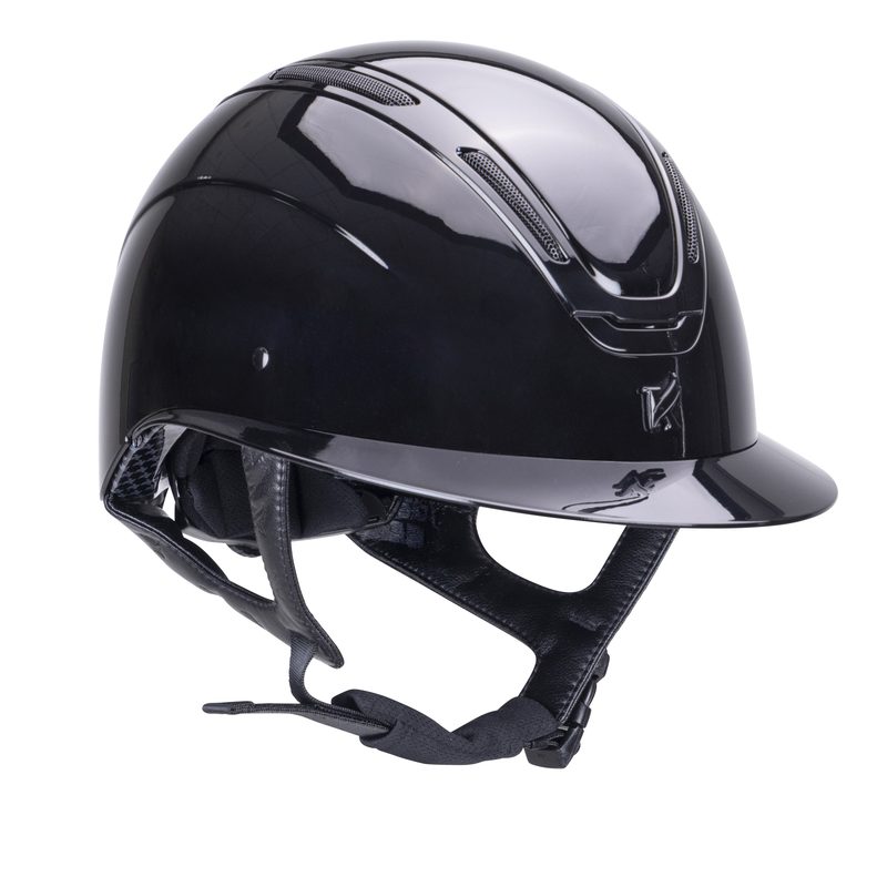 Shires Karben Amity LVSH Wide Peak Riding Helmet in black gloss