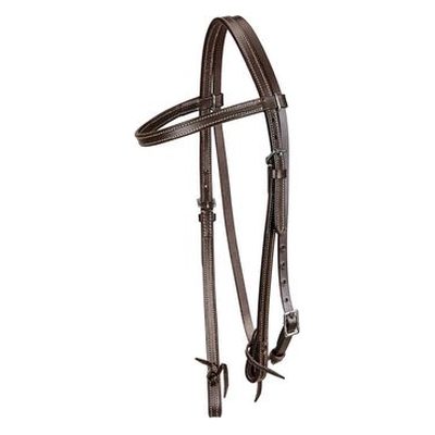 TuffRider Western Browband Headstall w/Latigo Bit Ties - Dark Brown